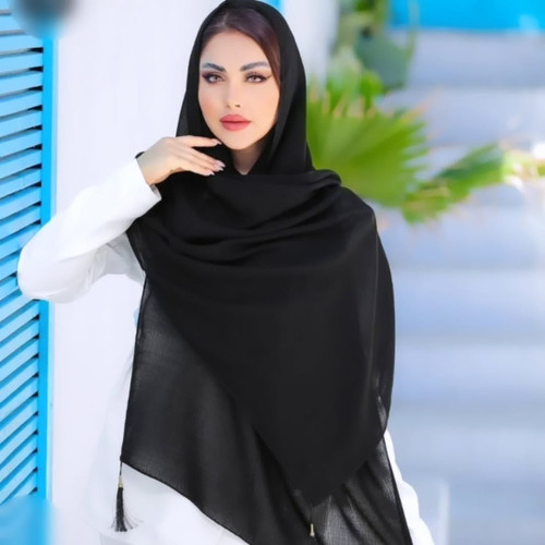 شال درختی مشکی پرکلاغی ساده