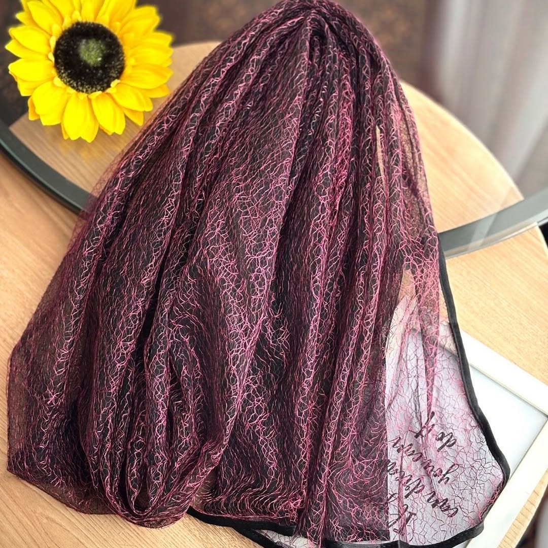 شال عنکبوتی حریر دولایه وارداتی مجلسی سایز 70190 فوق ویژه درجه 1
