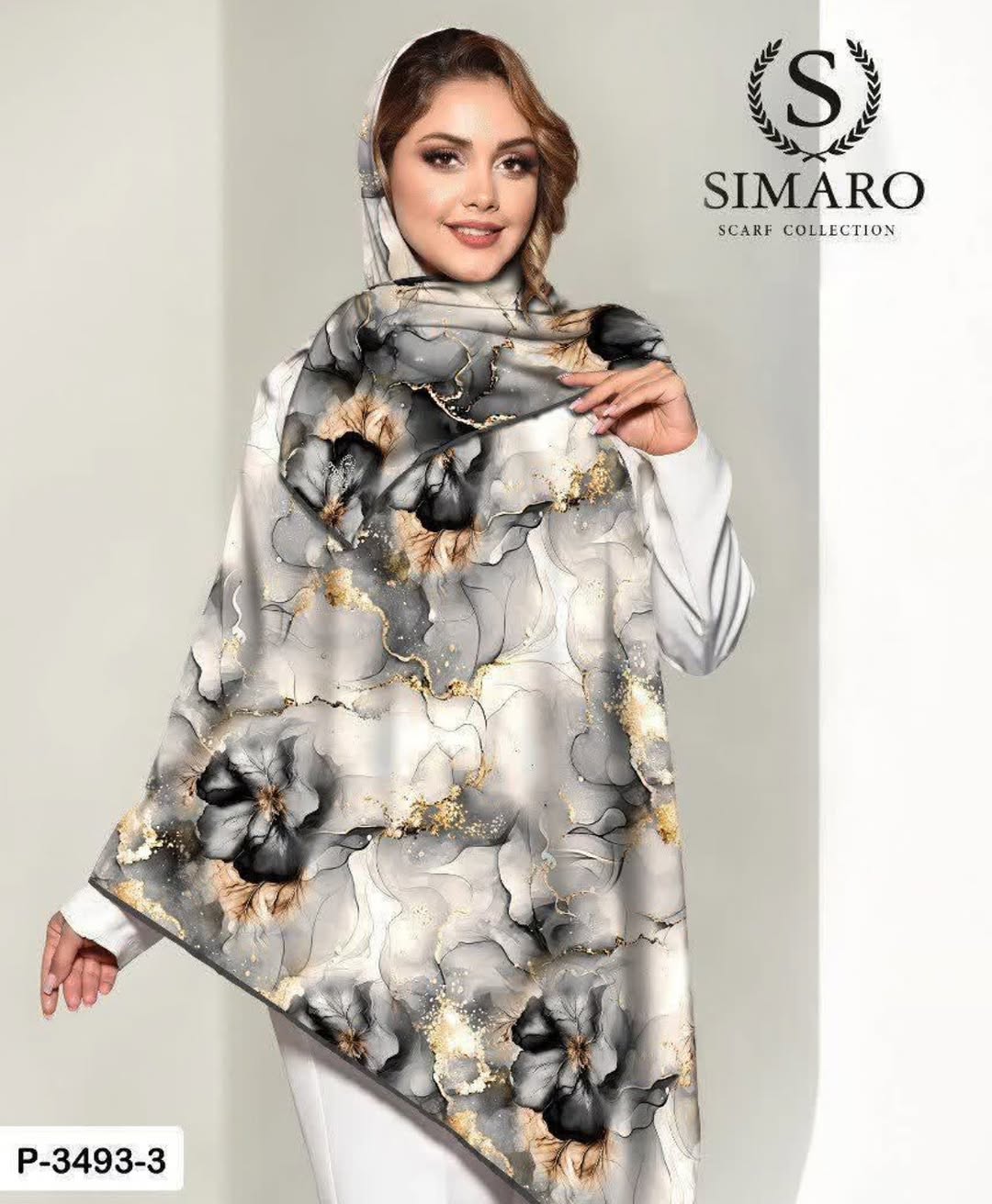 روسری کرپ حریر برند simaro سایز: 120*120